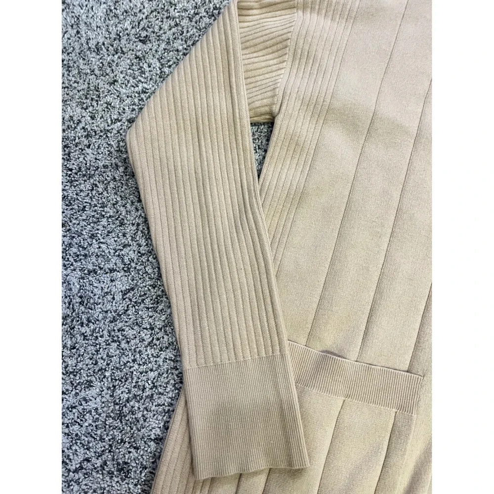 LA LIGNE New York Beige Ribbed Knit Shawl Collar Cardigan‎ Cashmere Sweater XS
